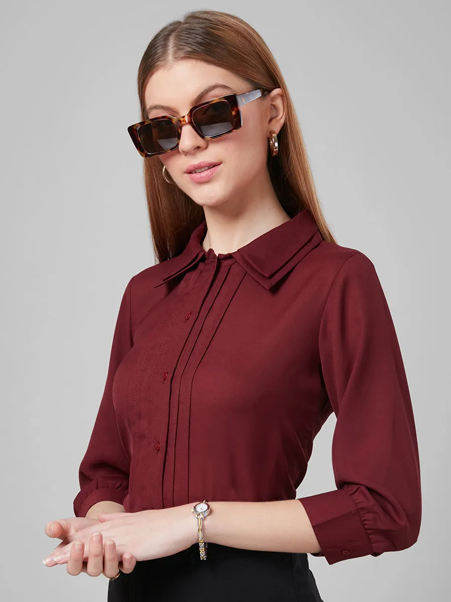 Style Quotient Women Maroon Solid Shirts
