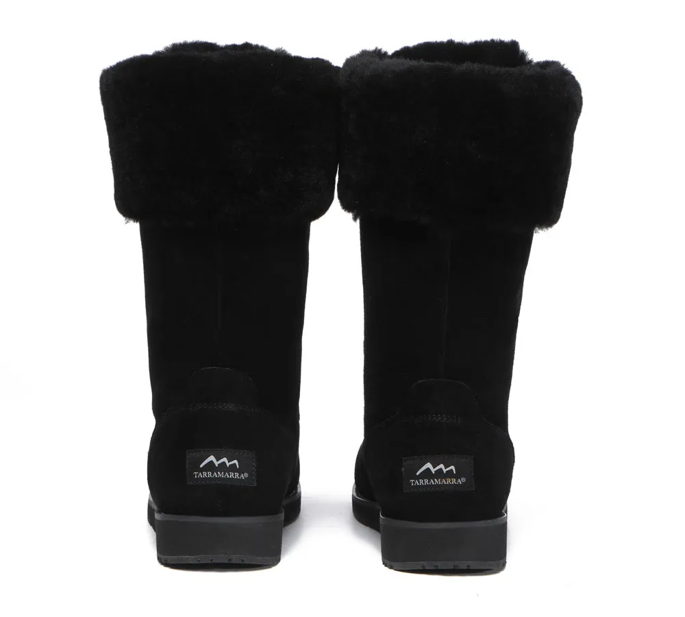 TARRAMARRA® Lace Up Mid Calf Fashion Sheepskin Women Boots Becky