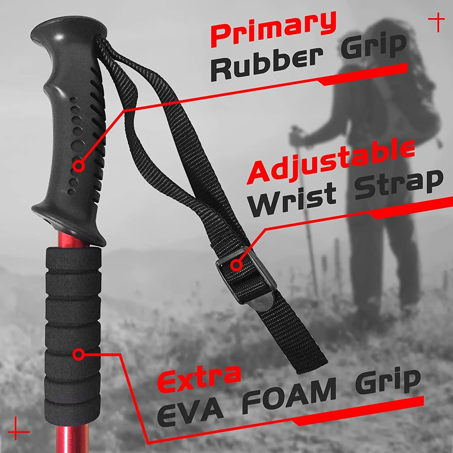 TheFitLife Hiking Walking Trekking Poles - 2 Pack With Antishock And Quick Lock System, Telescopic, Collapsible, Ultralight For Hiking, Camping, Mountaineering, Backpacking, Walking, Trekking