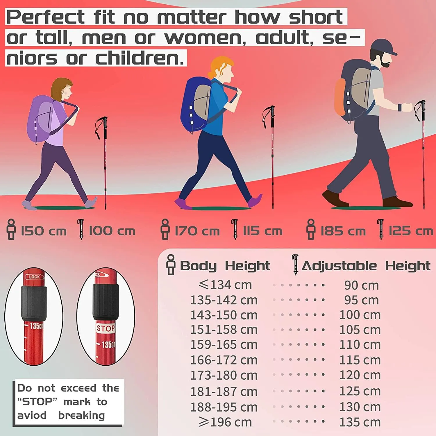 TheFitLife Hiking Walking Trekking Poles - 2 Pack With Antishock And Quick Lock System, Telescopic, Collapsible, Ultralight For Hiking, Camping, Mountaineering, Backpacking, Walking, Trekking