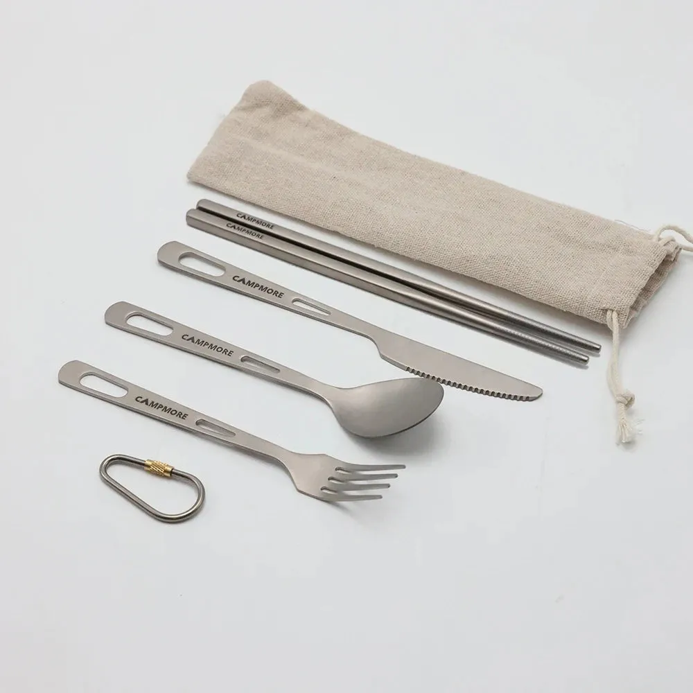 Titanium Tableware Ultralight Outdoor Portable Knife Fork Spoon Cutlery Camping Equipment Family Hiking Travel Flatware Set
