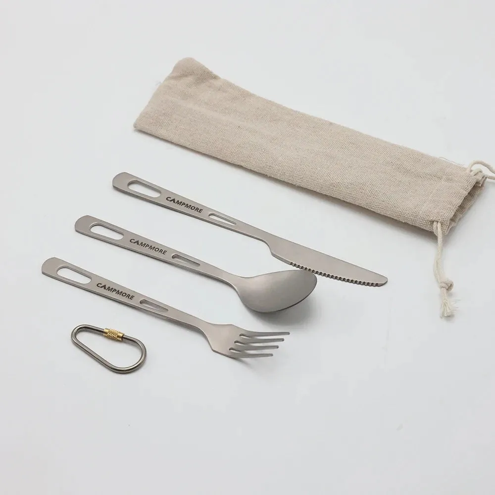 Titanium Tableware Ultralight Outdoor Portable Knife Fork Spoon Cutlery Camping Equipment Family Hiking Travel Flatware Set