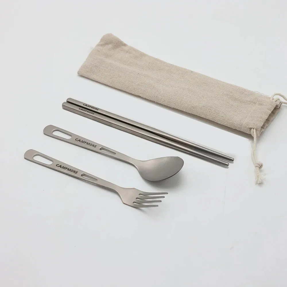 Titanium Tableware Ultralight Outdoor Portable Knife Fork Spoon Cutlery Camping Equipment Family Hiking Travel Flatware Set