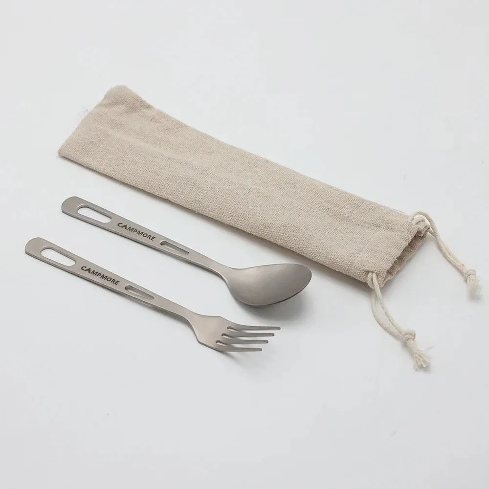 Titanium Tableware Ultralight Outdoor Portable Knife Fork Spoon Cutlery Camping Equipment Family Hiking Travel Flatware Set