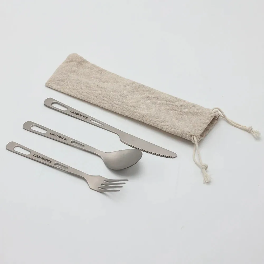 Titanium Tableware Ultralight Outdoor Portable Knife Fork Spoon Cutlery Camping Equipment Family Hiking Travel Flatware Set