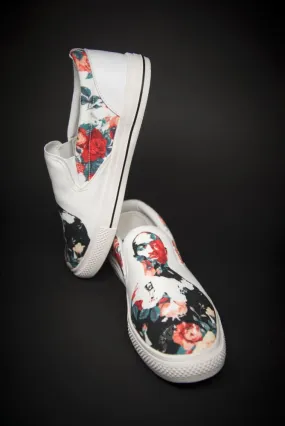 Tupac Floral Print Canvas Ladies Slip On Low-Top