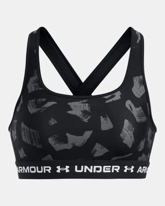 UA Women's Crossback Mid Print sports bra Black