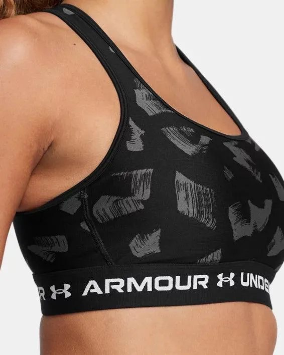 UA Women's Crossback Mid Print sports bra Black