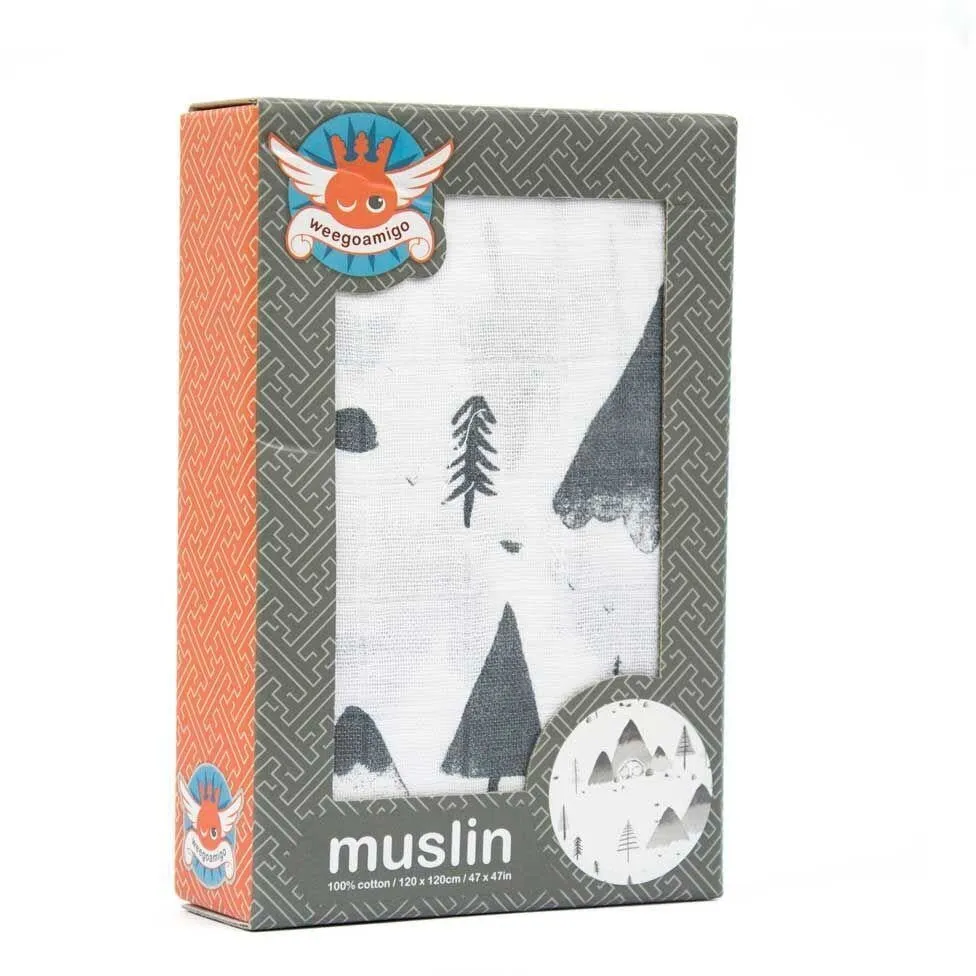 Weegoamigo Muslin Swaddle Wraps - Snowy Mountains