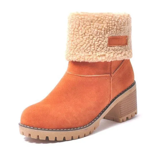 Womens Block Heel Snow Boots | Warm & Stylish - Perfect Winter Gift
