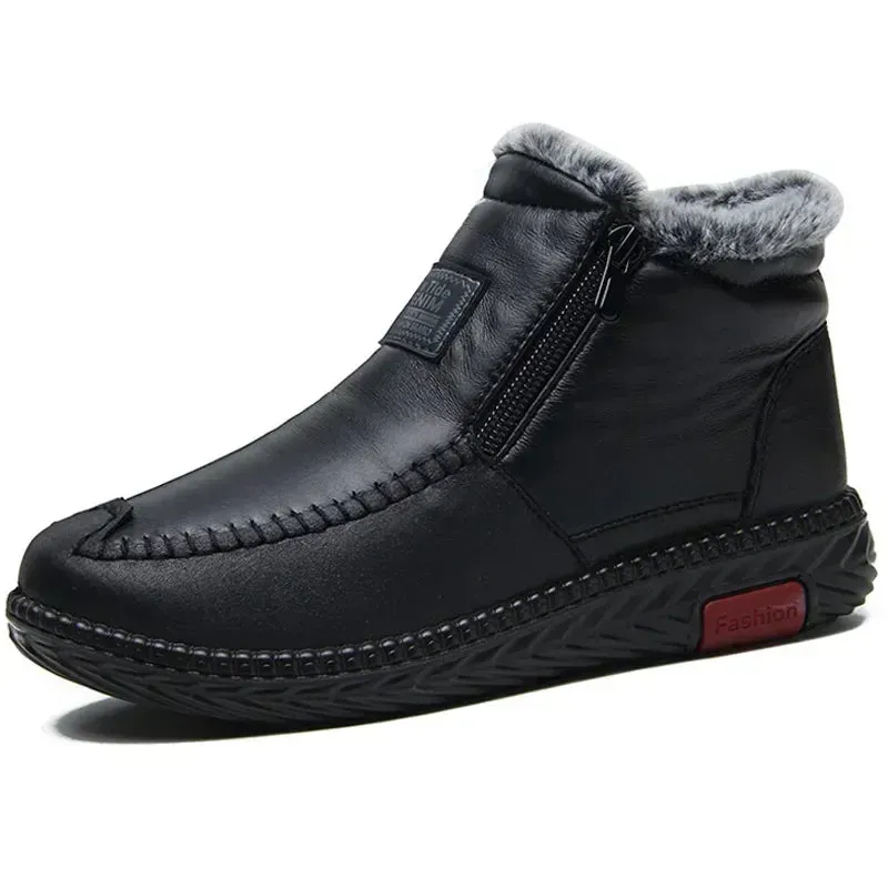 Women's Plush Ankle Snow Boots – Waterproof, Anti-Slip Winter Boots, Cotton Leather Casual Shoes, Warm Fur Lined Botas Mujer